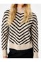Long Sleeve High Neck Striped Knit Sweater - 4
