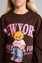 Relax Fit Crew Neck Teddy Bear Printed Sweatshirt for Girls I4157A826Au - 4