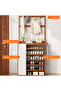 Wooden Shoe Rack with Dust Cover Multi-layer Shoe Cabinet Bamboo Standalone Entryway Storage Rack Storage Rack with Hooks Furniture for Home or Office Entryways and Hallways 7-Tier - 2