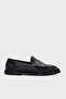 Genuine Leather Black Leather Women's Casual Shoes 657Za7700