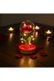 10 Pieces of Rose Dome – Led Illuminated Transparent Dome with Single Artificial Rose Base Rose Petals 10X18 cm Table Nightstand Shelf Decor Rose Dome - 8