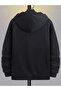 3 Thread Black Natural Realm Paris Zippered Winter Cardigan - Printed Oversized Hooded Jacket - 2