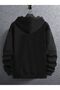 3 Thread Black Italian Text Zippered Winter Cardigan - Printed Oversize Hooded Jacket - 2