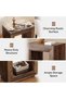 60cm Coffee Table Rustic Wood Side Table, 2 Tiered Square End Table with Storage Shelf, I - 4