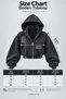 Women's Comfortable Fit 3 Thread Hooded Jacket Silver Zipper Crop Sweatshirt - Smoked - 8