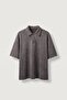 Men's Boxy Fit Washed Polo Collar T-Shirt Brown