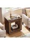 60cm Coffee Table Rustic Wood Side Table, 2 Tiered Square End Table with Storage Shelf, I - 2