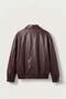 Men's Relax Fit Bomber Leather Jacket Claret Red - 2