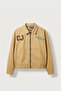 Men's Boxy Fit Embroidered Canvas Jacket Mustard Yellow