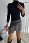 Women's Half Turtleneck Draped Shoulder Long Sleeve Sandy Fabric Blouse - 4