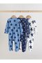 100% Cotton Blue Colored Starry Reversible Zippered 3-Piece Jumpsuit Set Alyh44234 - 2