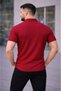 Men's Waffle Fabric Short Sleeve Buttoned Open Collar Regular Fit Shirt - Red - 2