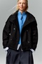Bsk Standing Collar Thick Checked Black Coat Trench Coat - 3