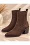 Women's Brown Suede Chelsea Boots with Elastic on Both Sides - 5