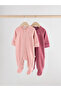 100% Cotton Pink Velvet Heart Patterned Double Zipper 3-Piece Jumpsuit Set Alyf340602