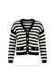Black Striped Gold Buttoned V-Neck Knitwear Cardigan - 3