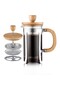 10 Pieces Glass French Press – 600 ml with Wooden Detail, Heat Resistant Glass, Stainless Steel Strainer, French Press Coffee Press - 2