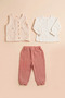 Baby Girl Quilted Vest, Ruffle Sleeve Blouse and Elastic Leg Pants 3-Piece Set - 2