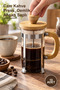 10 Pieces of 350 ml Glass French Press with Wooden Details – Glass Coffee Press, Teapot, Wooden Handle