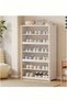 Dustproof Shoe Cabinet with PET Flip Door, Non-woven Fabric Shoe Rack, 7 Tiers Large Capacity Shoe Storage Organizer for Entryway Home