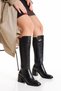 Black Comfortable Women's Boots with Flexible Rubber Detail on the Back and Medium Heel - 4