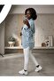 Oversized Denim Jacket with Floral Pattern on the Back, Signature Design and Glitter - Blue - 4