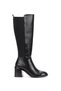 Black Comfortable Women's Boots with Flexible Rubber Detail on the Back and Medium Heel