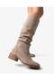 Code 100, Genuine Leather, with a Raised Sole, Without Bag and Zipper, Bellows-Style Boots - 4