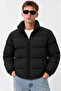 New Now Men's Black Inflatable Coat with Stand Collar, Water and Wind Resistant