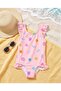Pink Patterned Girl's Swimsuit