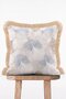 Ginkgo Haze Ginkgo Leaf Patterned Beige Blue Fringed Decorative Throw Pillow Cover