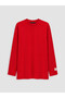 Two Mt Shop Quality Lcw Modest Red Combed Cotton Plain Loose & Baggy Women's Sweatshirt Tunic - 5