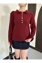 Button Detailed Collared Sleeve Patterned Knitwear Sweater - 4