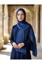 Navy Blue Double-Sided Ethnic Patterned Jacquard Shawl - 3