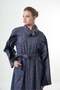 Belted Cape-Style Felt Coat - Navy - 3