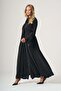 Belted Cupro Overcoat with Matching Scarf - Black - 2
