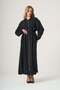 Belted Cupro Long Coat with Seam Details - Black