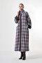 Long Wool-Blend Patterned Coat - Blue