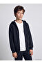 Ozmarka New Season Navy Blue Hooded Boys' Zippered Sweatshirt - 2