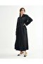 Hooded Belted Linen-Blend Long Coat - Black