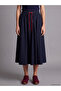 Özmarka New Season Navy Blue Elastic Waist Flared Skirt - 2