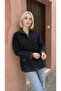 Denim Jacket with Velvet Collar and Cuff Details and Pocket Pockets
