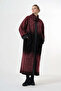 Long Wool-Blend Patterned Coat - Red - 2