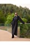 Belted Cape-Style Felt Coat - Black - 3