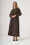 Belted Cupro Long Coat with Seam Details - Brown