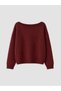 Alita City Lcw Comfort Burgundy Knitwear Plain Boat Neck Women's Sweater - 5
