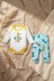 Baby Boy 100% Cotton Dinosaur Print 2-Piece Set - Long Sleeve Bodysuit and Stretchy Pants Set - 7