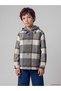 Two Mt Shop Quality Lcw Kids Gray Gabardine Plaid Loose & Baggy Boys' Shirt Jacket