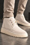 Men's Beige Thick Sole Waterproof Lightweight Lace-Up Comfortable Fur Lined Men's Boots - 5