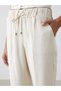 Özmarka New Season Beige Women's Trousers with Elastic Waist - 4